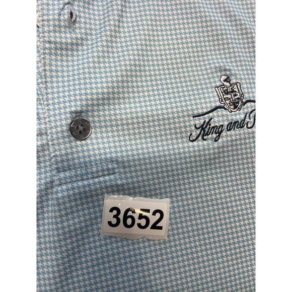 FOOTJOY GOLF POLO Blue White Check KING AND PRINCE LOGO. SIZE LARGE - Picture 4 of 5